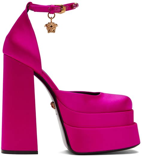 versace pink platforms|Versace platform heels price.